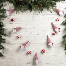Glitzhome Red & White Fabric Christmas Gnome Garland 6 ft.