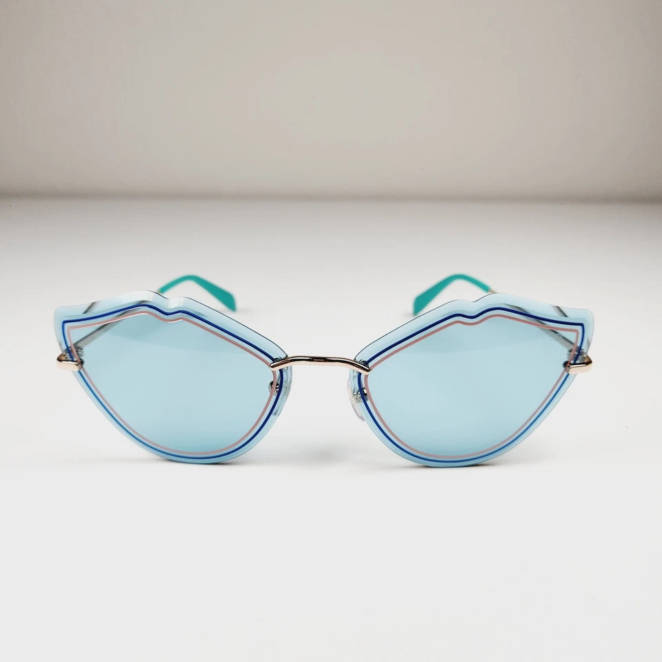 GAFAS DE SOL EMILIO PUCCI EP0134 S 28W MARCO ORO ROSA OJO DE GATO SIN MONTURA AZUL AGUA Foto 3 de 4