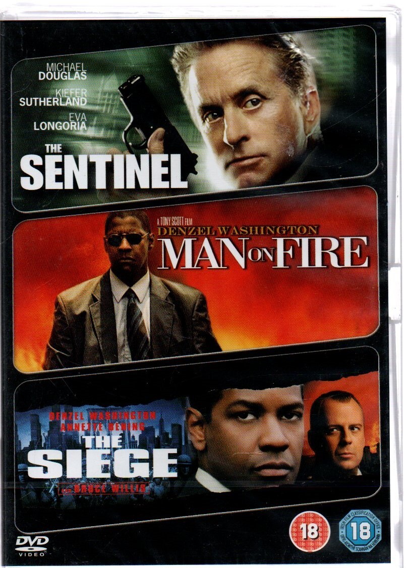 The Sentinel / Man On Fire / The Siege (new and sealed triple DVD 2009)