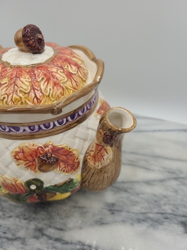Omnibus By Fitz & Floyd ~ 1995 42 OZ Teapot Fall Acorn Pattern ~ Retired Autumn - Picture 6 of 11