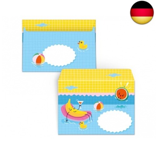 Minkocards 12 Einladungskarten incl. 12 Umschläge Kindergeburtstag Schwimmbad - Bild 4 von 8