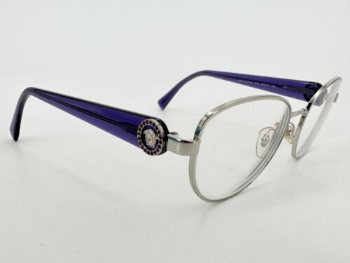 NICE Versace VE1246-B Eyeglasses FRAMES 1000 Silver 52[]17-135 Purple Italy H572 - Picture 1 of 8