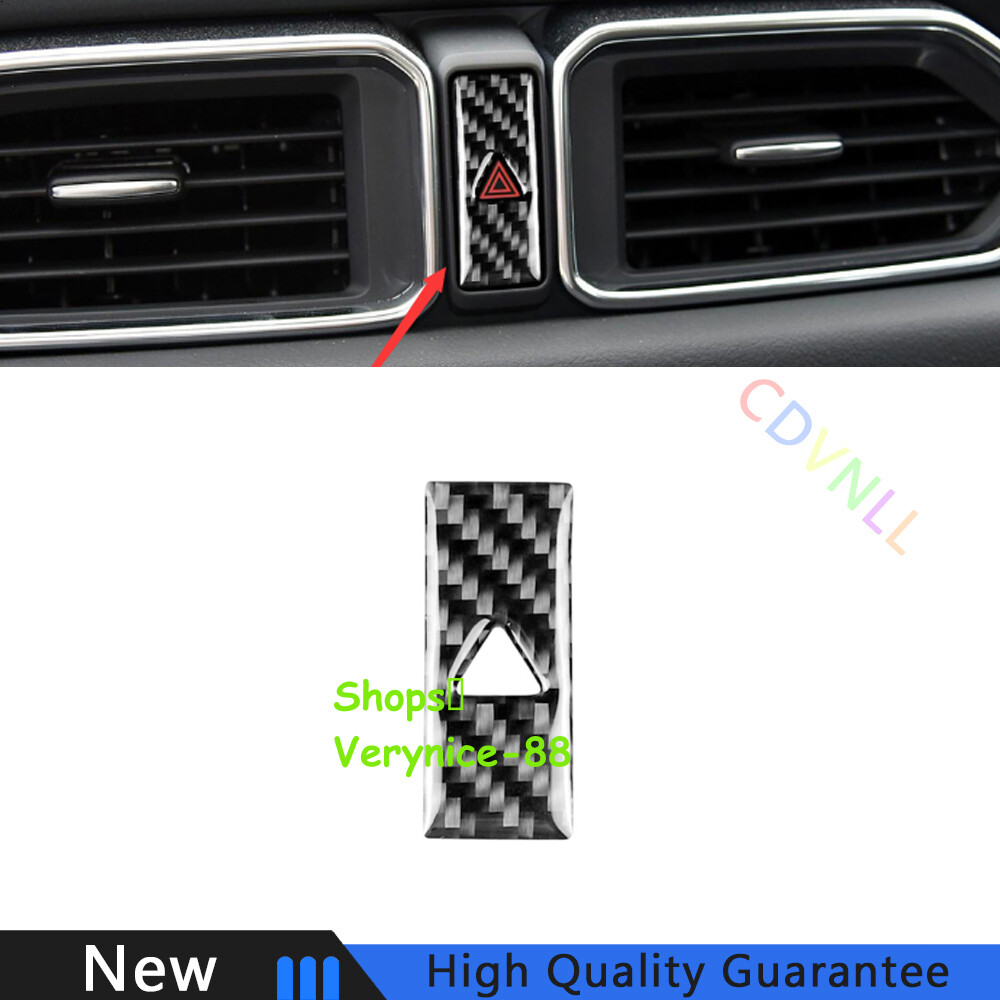 For Mazda CX-5 2017-2021 Real Carbon Fiber Car Mergency Light Button Frame Trim