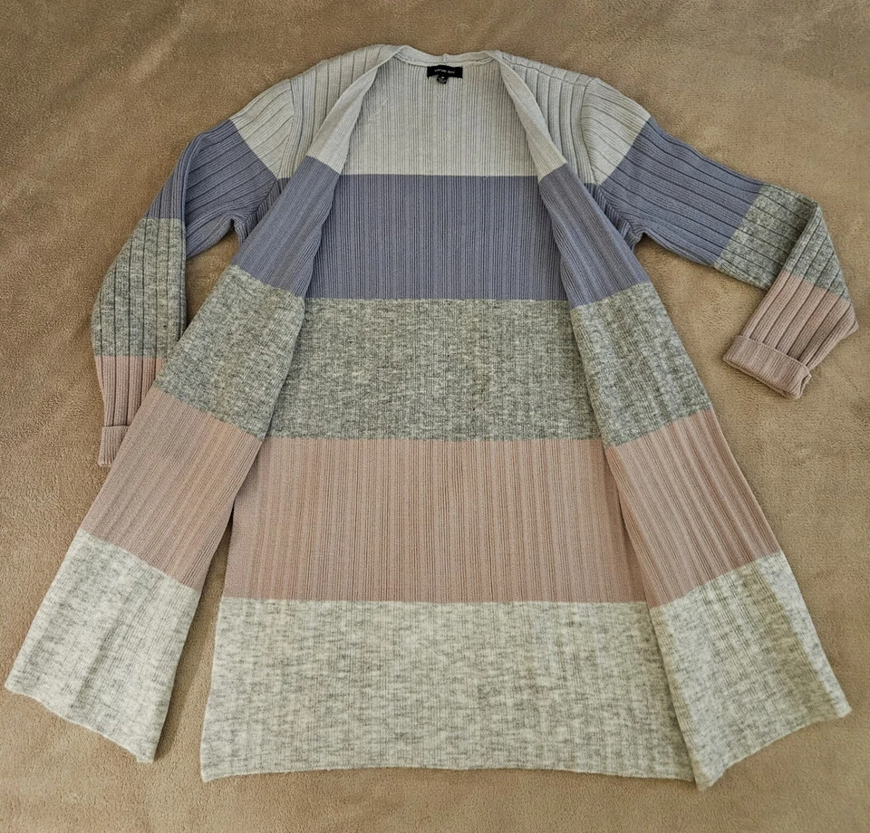 Cárdigan largo Verve ami suéter acanalado aberturas laterales delanteras abiertas para mujer talla M Foto 2 de 4