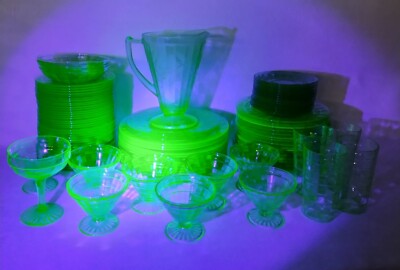 Vintage Depression Green Glass Block Opt Uranium VTG Dinnerware- by the piece