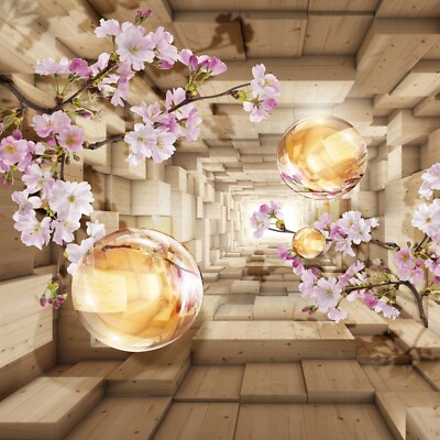 Tapete 3D EFFEKT Tunnel Fototapete Vlies Glamour Absraktion Wohnzimmer Blumen