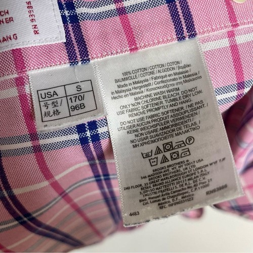 Camicia uomo Brooks Brothers rosa a quadri con bottoni taglia S - Foto 8 di 10