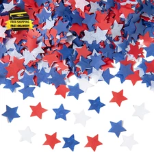8000Pcs Patriotic Star Confetti Decoration, 4Th of July Blue Red White Paper Sta