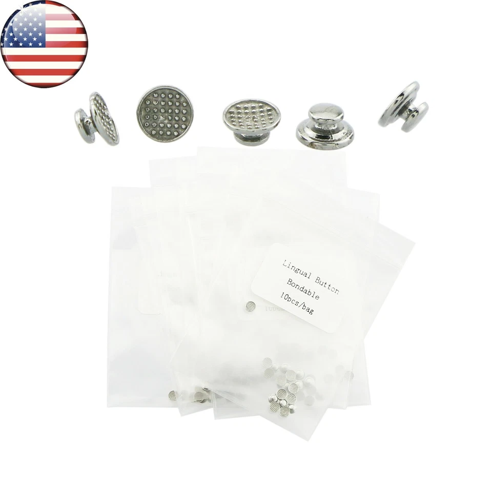 US 100Pcs Dental Orth Bite Turbos Openner Tongue Tamers Hinge Lingual Button - Image 2 of 4