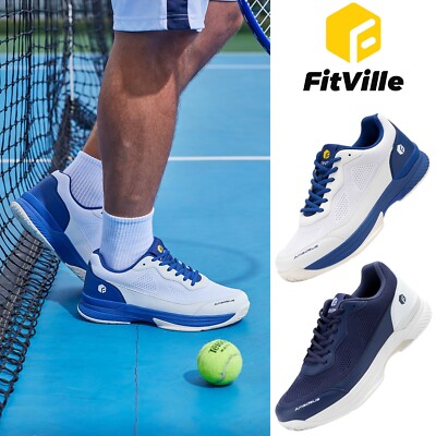 FitVille Herren Tennisschuhe Extra Weit BadmintonSchuhe Rutschfest Fitnessschuhe