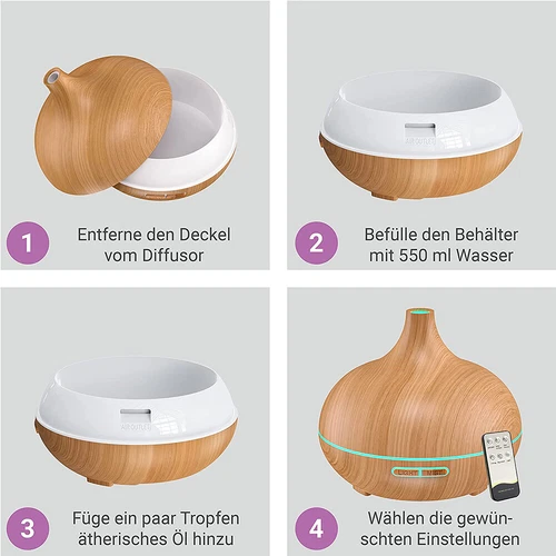 Diffuser Luftbefeuchter Aroma Vernebler LED Ultraschall Humidifier Duftöl Licht - Bild 6 von 10