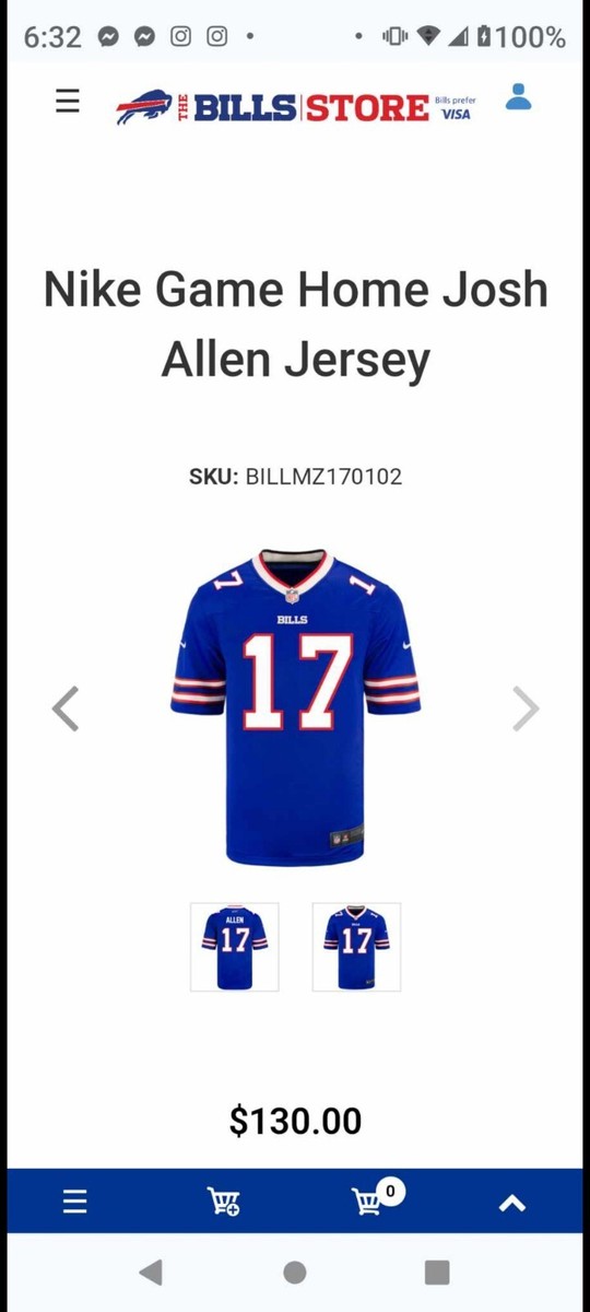 Buffalo Bills #14 Josh Allen Home Jersey Size Small