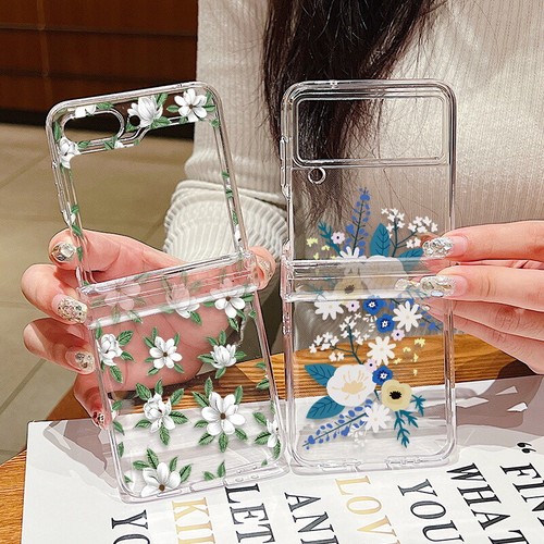 For Samsung Galaxy Z Flip5 Flip4 Flip3 5G Flower Clear Hard New Phone Case Cover - Picture 7 of 28