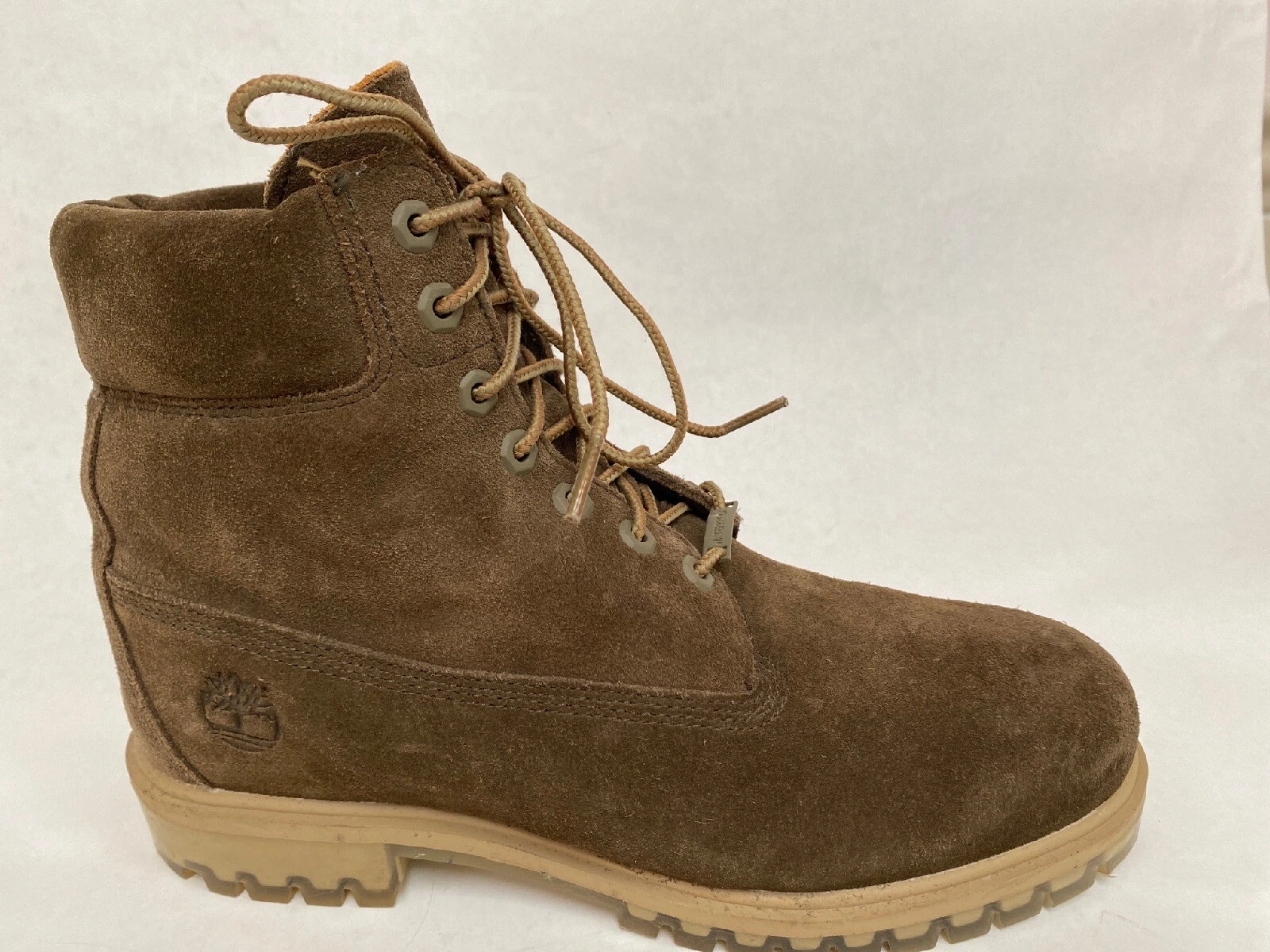 Men’s TIMBERLAND PREMIUM Brown Suede WATERPROOF BOOTS Padded Collar Size 10