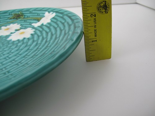 Vintage Porcelain 9.5" plate green Color Basket Weave /flower pattern 4761 - 第 6/8 張圖片