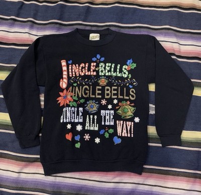 Vintage MBC Large Jingle Bells All The Way Christmas Crewneck Sweater Retro