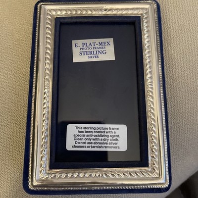 Sterling Silver Photo Frame Marked Sterling E. Plat-Mex ~6.25x4.25   ~3x5 Photo