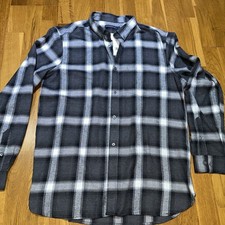 French Connection Mens Size XL Grey Black Checked Flannel Cotton Shirt BNWT
