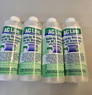 4 Pack, AC Line Build Up Remover For AC Drainlines With Probiotics (8 Fl Oz X 4)