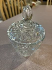 Vintage Anchor Hocking Star Of David Early American Covered Glass Sugar Bowl