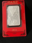 1 oz .999 Silver Bar, PAMP Suisse Lunar Series: 2014 Horse / Assay / some spots