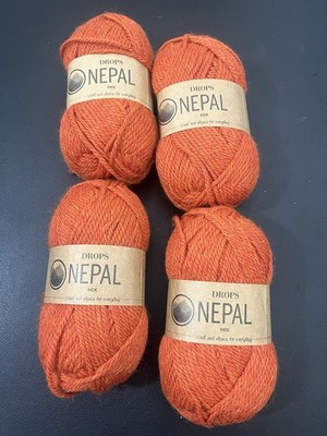 Lot of 4 Drops Nepal Wool Alpaca Blend Yarn 50g, 75m Each - orange 2920