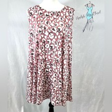 Pink and white abstract print shift mini dress size medium