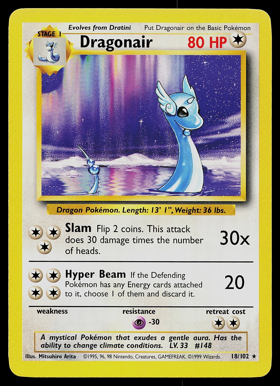 Pokemon Card - Dragonair Base Set 18/102 Rare
