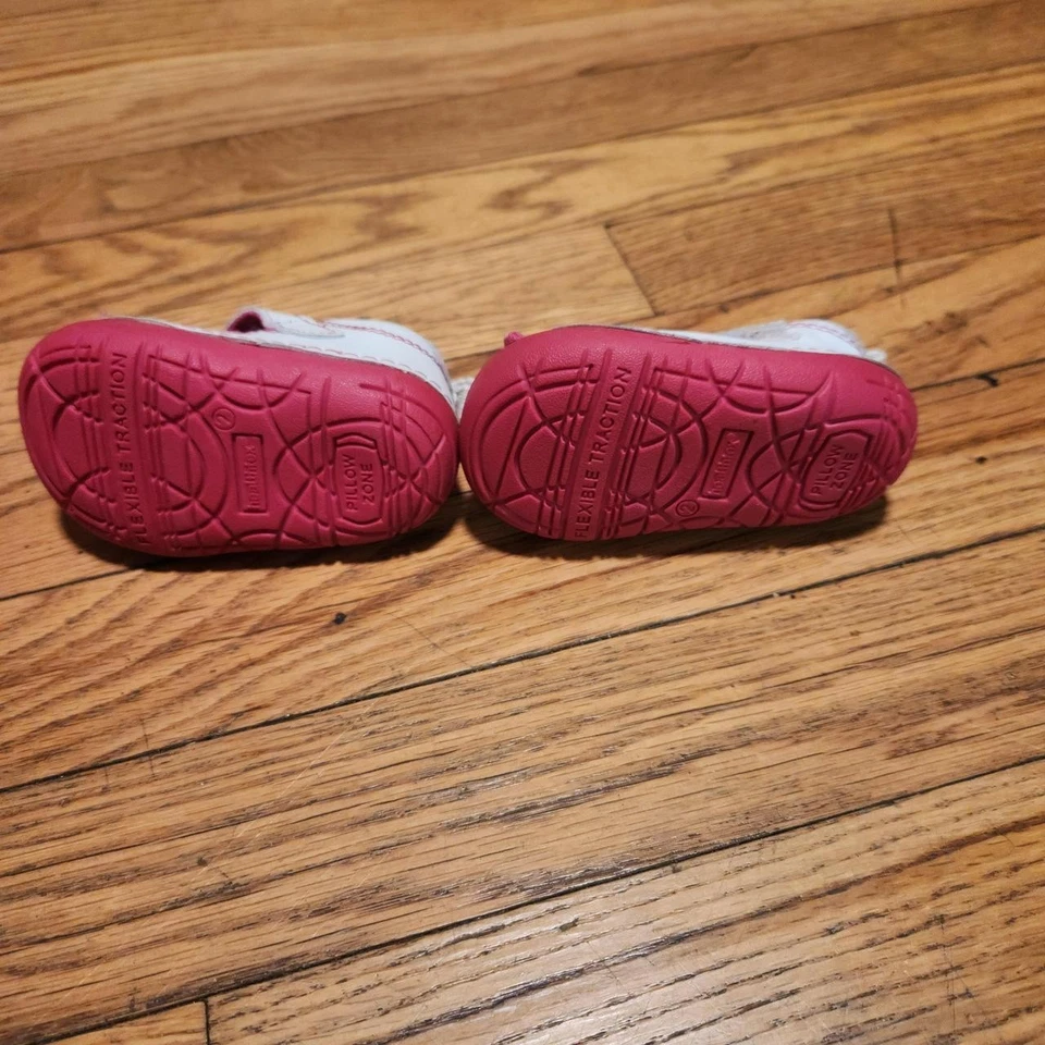 Healthtex Pink White Baby Ballet Flats Bow Size 2 - Image 3 of 3