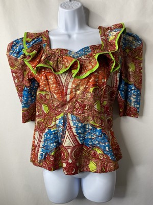 Afrique Nana Womens Shirt Measures Size Small African Tribal Bohemian Festival