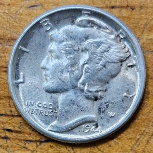 1944 Mercury Silver Dime AU-BU #AB768