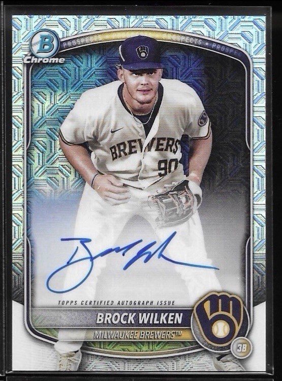 Brock Wilken 2025 Bowman Chrome Prospect Auto Mojo Refractor Brewers