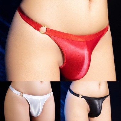 Täglich Glänzender Slip T-Back Einfarbig G-String Glänzend Herren Low Rise