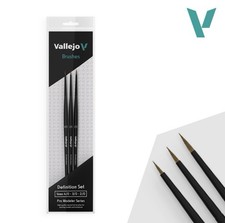 Vallejo B01990 Definition Brush Set 4/0, 3/0, 2/0 Natural Hair
