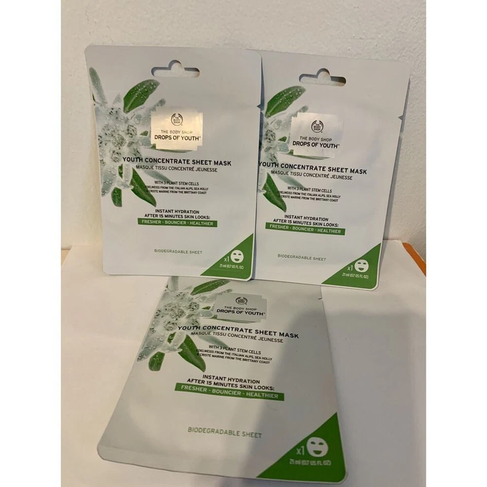 (3) THE BODY SHOP Drops Of Youth Concentrate Sheet Mask NEW DOY Edelweiss Set - Image 2 of 4
