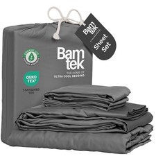 100 Viscose from Bamboo Sheets Size, Super Soft Bedding Set, 4PC Queen Steel