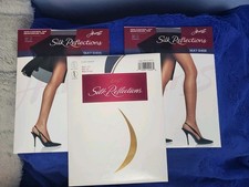New 3 Pack Hanes Silk Reflections Pantyhose Size CD, Quicksilver  Silver Smoke