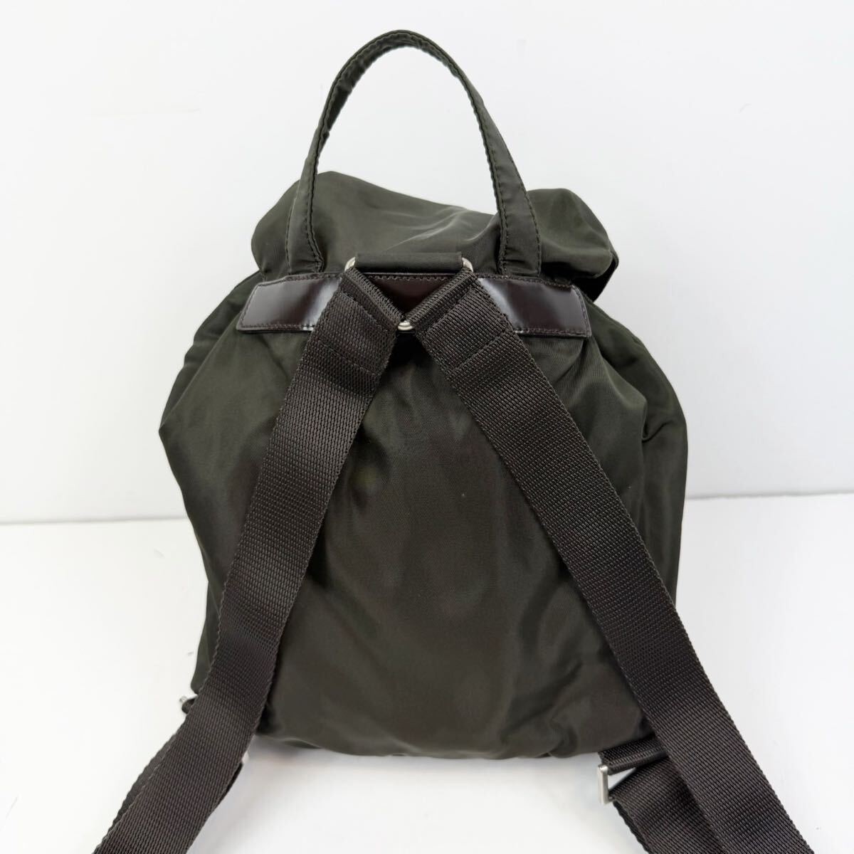 PRADA Nylon Backpack Prada Rucksack Khaki from japan thumbnail 3