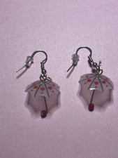 Dainty Umbrella With Heart Design Acrylic Earrings - Handmade