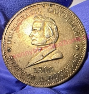 Stephen Douglas 1860 election campaign token.