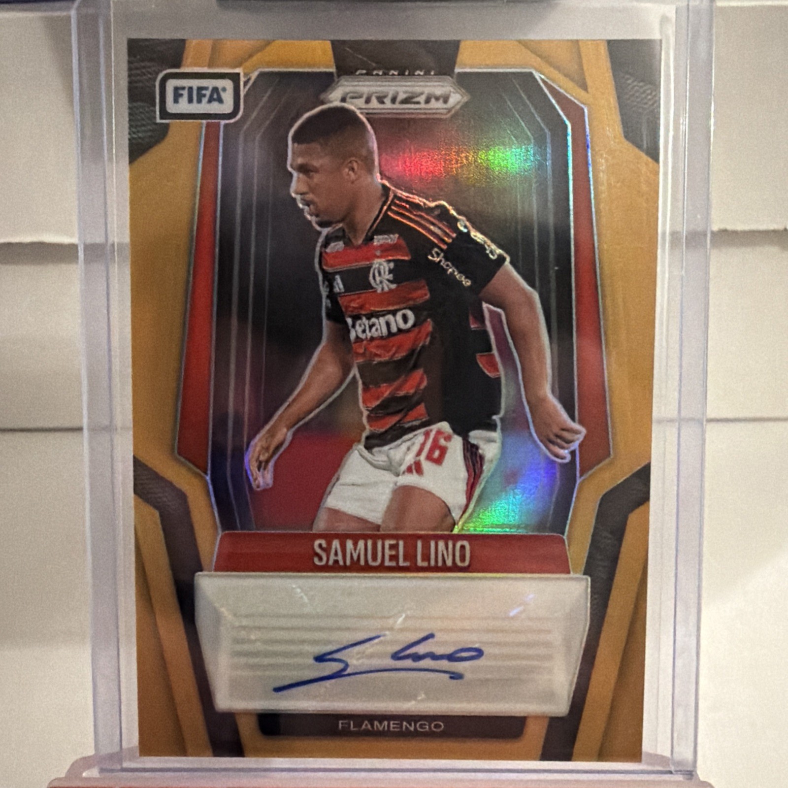 SAMUEL LINO 2025-26 PRIZM FIFA BLACK GOLD AUTO #S-SL FLAMENGO 2/5
