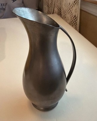 Antique Pewter Pitcher Holland 8 in Satin Finish Handle 1.1 L Gray MPN 548