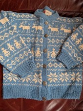 Vtg 60's Norwegian Wool Sweater Husfliden Lillehammer Cardigan Child  s Fair Isle
