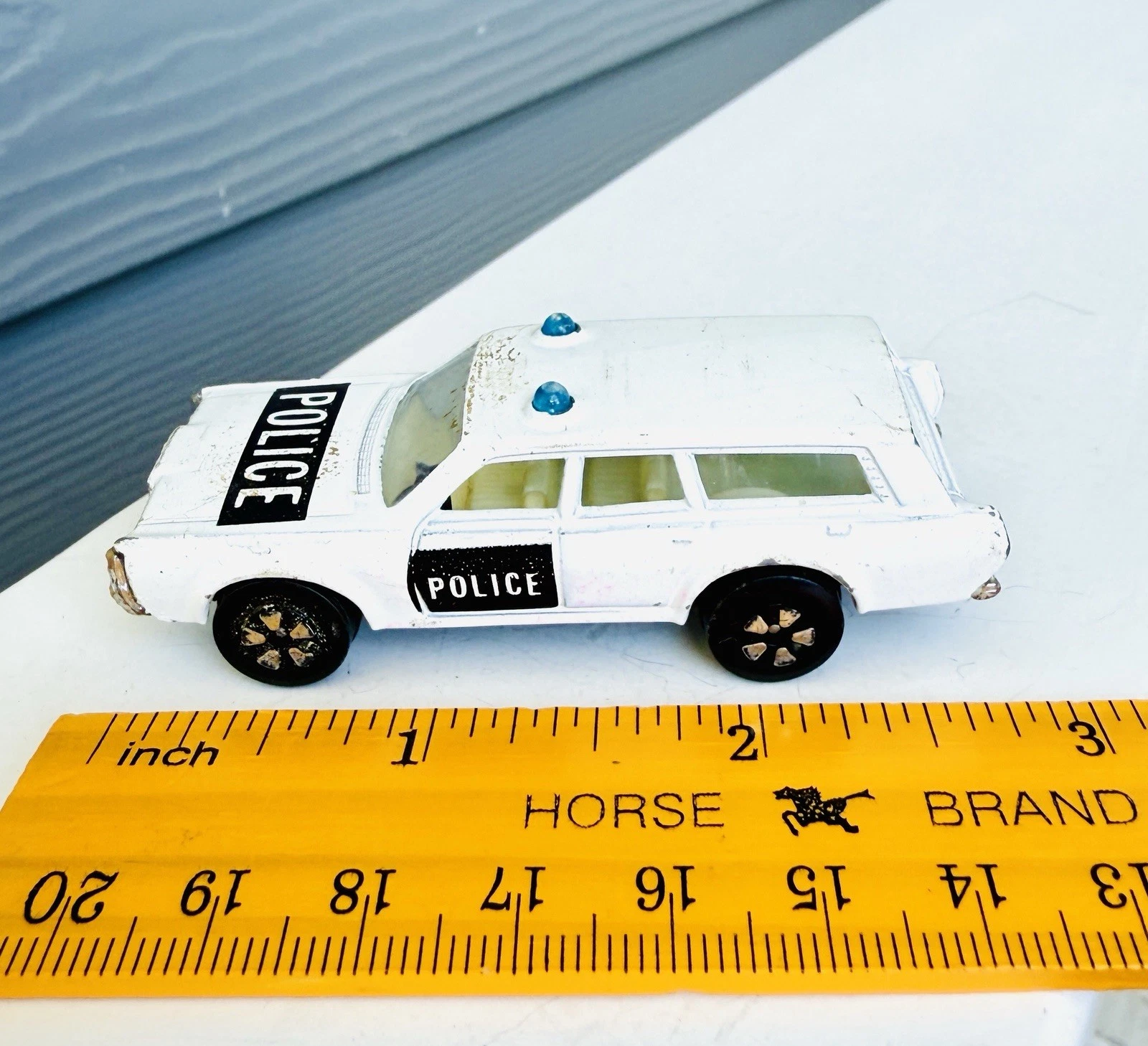 Vintage 1980s Playart Fast Wheel Peelers Diecast 1/64 White Police Station Wagon