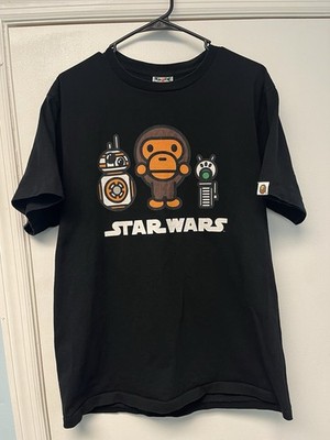 Bape Baby Milo x Star Wars BB-8 & D-O Black Tshirt Size Large