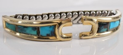 Epic Native American Watch Band ~ Solid Sterling Silver with Gold Wash