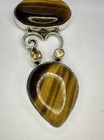 Unique VNT NOS Sterling Silver Handcrafted Tiger’s Eye Citrine Pendant Heavy 28g — photo 2