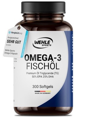 Omega 3 Fischöl - 300 Kapseln - 2000mg pro Dosis - 1000mg EPA & 500mg DHA