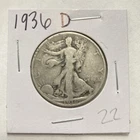 1936 D Walking Liberty 90% Silver Half Dollar 50c US Coin