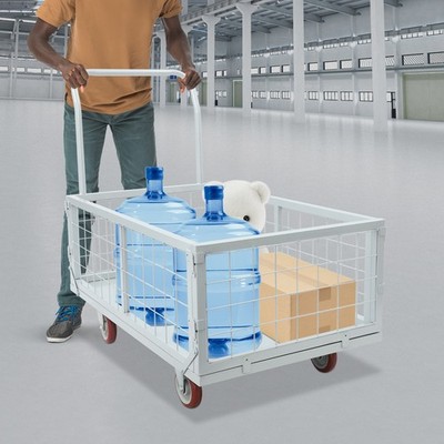 Mobile Platform Truck Cart Rolling Steel Cage Push Trolley for Warehouse/Shop